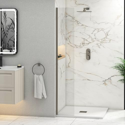 Marbella 300mm Gun Metal Grey Walk in Wet Room Shower Screen 8mm Easy Clean Toughened Safety Glass