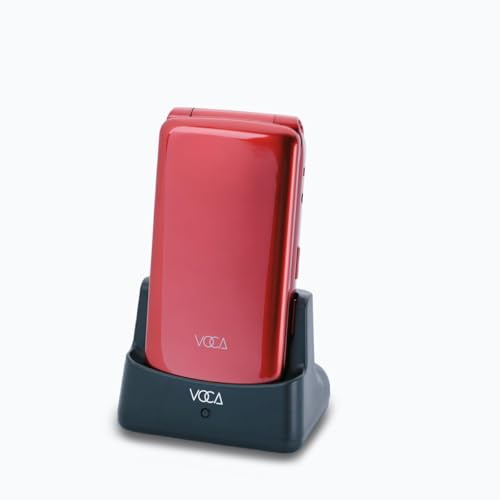 VOCA V340 4G Big Button Flip Mobile Phone for Elderly (Red), Loud Volume, Charging Dock, Easy to Use, Basic Elderly Phone, Senior friendly, SOS Button, FM Radio, Camera, Talking Key, Picture Contact