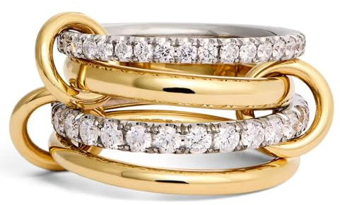 SIXDUTON Gold Ringe für Damen 18k Vergoldete Zirkonia Goldene Ringe Set Stapelbar Verlobungsring Eheringe Statement Daumenring Fingerring Hypoallergene für Frauen (Gold, 62(19.7))