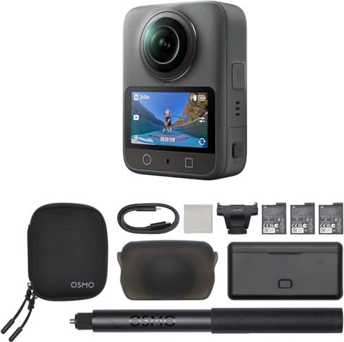 DJI Osmo 360 Adventure Combo - Waterproof 8K 360° Action Camera with 1-Inch Sensor, 128GB Built-in Storage, 100-Min 8K Recording, 4K/120fps & 170° Wide-Angle Video, with 3 Extreme Batteries (1950 mAh)