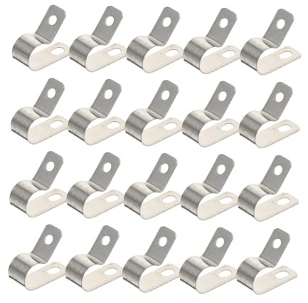 ROMISBABA R-typ Kabelclip Edelstahl 304, 20 Stück Kompakte Kabelklemme Für Kabelorganisation Und Kabelbefestigung Praktischer Kabelhalter Für Ordentliche Kabelführung