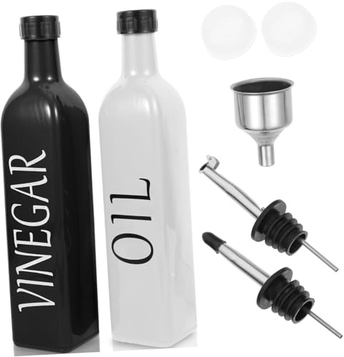 FUNNETOYU Botellas Dispensadoras de Aceite y Vinagre para Cocina Antigoteo Práctica Aceitera y Vinagrera para Condimentos Líquidos Negro y Blanco