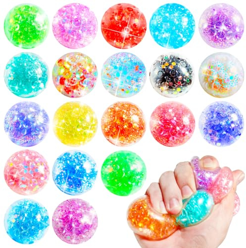 HOUT 20 Pezzi Palline Antistress-Squishy Gadget Compleanno Bambini: Palline Antistress in Plastica Gadget Compleanno Bambini - Palline Antistress per Bambini Adulti - Piccoli Regali per Bambini