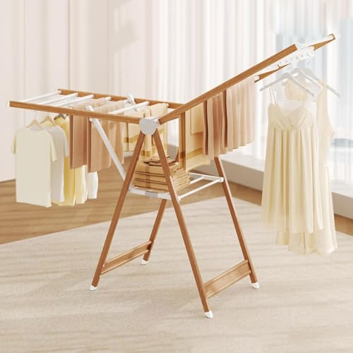 Stendibiancheria portatile pieghevole con ali regolabili per biancheria da letto e indumenti - Stendibiancheria indipendente, Stendibiancheria in lega di alluminio, Asciugatrice ad aria pieghevole con