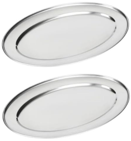 Chef-hub Stainless Steel Serving Platter, Oval, 40 cm / 16, Set of 2