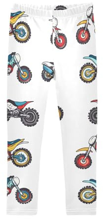 ALAZA Girls Printed Leggings Toddler Stretchy Pant Motorbike Car Pattern Soft Length Tights Pants