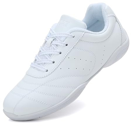 GlideMoves Weiße Cheerleading Turnschuhe Atmungsaktive Lederoberfläche Sportschuhe für Damen Tanz und Cheerleading