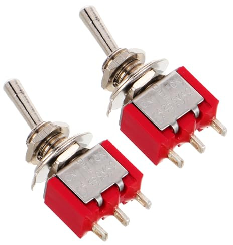 Veemoon Lot de 2 Interrupteurs à Bascule Miniatures Mts-102, 3 Broches 2 Positions, Construction Métallique Inoxydable, Mini Interrupteur Momentané Compact pour Tableau de Bord Automobile