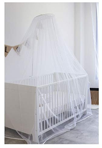 Trois Kilos Sept - Moustiquaire à Zip pour lit de bébé - Ciel de lit - Filet Anti Moustiques Tigres, Insectes - Hauteur modulable - Support Universel - Lavage à 30° - 100% Polyester - Blanche