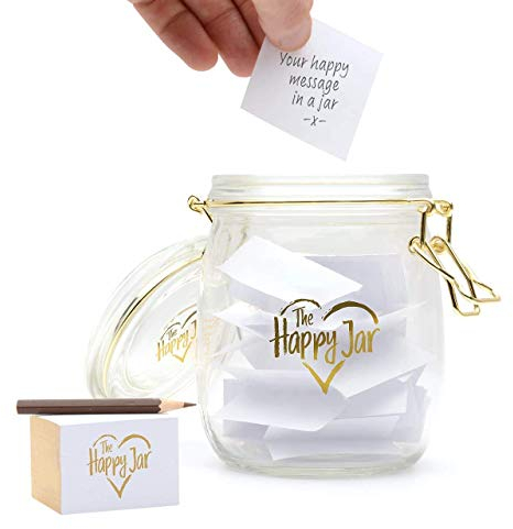 CKB LTD The Happy Jar Glass Jar - A Year of Happiness and Daily Positivity Novelty Joyful Memories Keepsake Thoughtful Gift - Unique Present