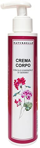 Naturbella - Crema Corpo - 100% Oli Essenziali Puri e Naturali - 150ml - Con Olio Essenziale di Geranio- Leggera ed Idratante - Ideale per tutti tipi di pelle - Made in Italy