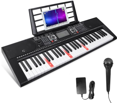 Piano Keyboard 61 Key, AKLOT Portable Full Size Piano Keys Infinite Volume 61 Keys Electronic Keyboard for Adults Beginners Professionals