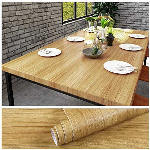 VEELIKE Klebefolie Holzoptik Gelb Holztapete Selbstklebend Tapete Holz Tapeten Optik 40cm x 900cm Möbelfolie Vintage Schrankaufkleber Schlafzimmer Küchentapete Abwaschbar Wandtapete Esszimmer
