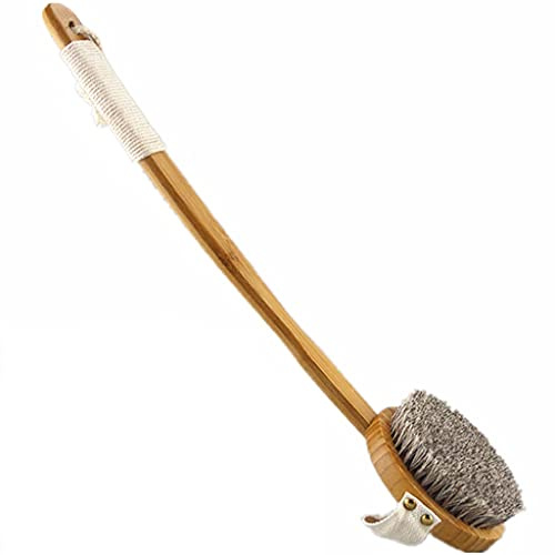 DXIUMZHP Bath Brush for Body Abnehmbare Kurbelkörperbürste, Rückenbürste Mit Rosshaarborsten Bambusstiel, Rutschfestes Garnband (Color : Natural, Size : 17.7 * 4.1inches*1)