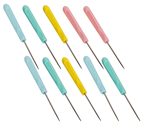 Happyyami Stanzwerkzeug Plastiknadeln 10 STüCKE Leder N?Hen N?Hen Kunststoff Griff Leder Werk Bohrbare Stempel Loch Maker Für Lederreparatur DIY Gadget Werkzeug Zuf?llige Farbe Kratzen