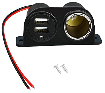 RIIEYOCA 12-V-USB-Zigarettenanzünder-Steckdose, Zigarettenanzünder-Splitter mit zwei USB-Steckdosen und LED-Licht, für Auto, LKW, Wohnmobil, Telefon, USB-Anschluss usw