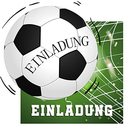 12 Fussball Einladungskarten mit Umschlägen für Kindergeburtstag Junge Mädchen, Rund Witzige Geburtstagseinladungen Ideal für Kleine Fußball-Fans Fußball Party
