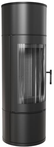 Kratki Kaminofen Antares Stahlkocher Ø 150 10 KW schwarz ausgekleidet - halbrundes Glas - Einhaltung der BImSchV 2