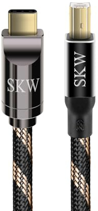 SKW USB Typ C auf USB B-Kabel 2M, Nylon Druckerkabel/Scannerkabel Kompatibel mit MacBook,Soundkarte,Decoder,Verstärker