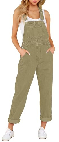 Roskiky Lässige Stretch Denim Latzhose für Damen, Jeans Overalls mit Taschen