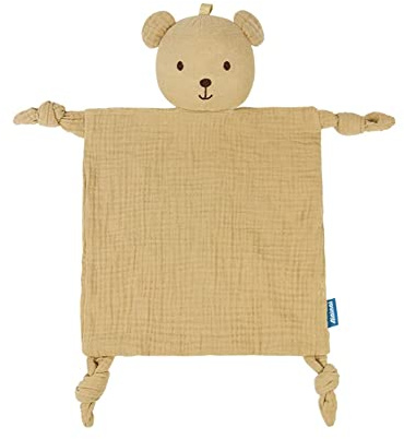 URFEDA Schmusetuch Bär,Schnuffeltuch mit Bär-Köpfchen,Kuscheltier Bär Flauschiges Plüschtier, Kuscheltuch Musselin Babydecke Komfort für Mädchen und Jungen Babyspielzeug empfohlen ab Geburt