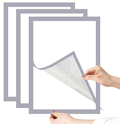 Youihom 3 x Magnetrahmen, selbstklebend, 30 x 40 cm, für Poster, Bilder, Leinwand, Wanddekoration, Haus, Büro, Wohnzimmer, Schlafzimmer, Küche (Silber)