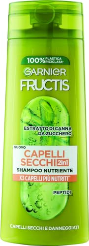 Garnier Fructis Shampoo Nutriente 2in1, Per Capelli Secchi e Danneggiati, Azione Riparatrice, Con Estratto di Canna da Zucchero, 250 ml