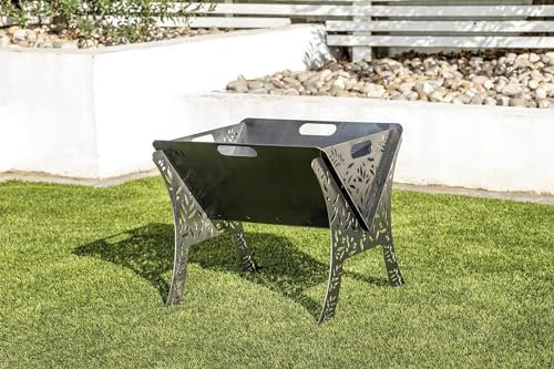 Portable Fire Pit and BBQ Grill for Garden, Fishing, Camping and Beach | Made in UK | Laser Cut Stainless Steel Design | Easy to Assemble
