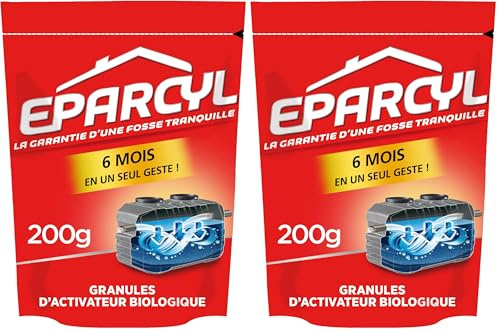 Eparcyl – Granules 200g (6 mois de traitement) Activateur Biologique pour Fosses Septiques – Entretien Fosses Septiques (Lot de 2)