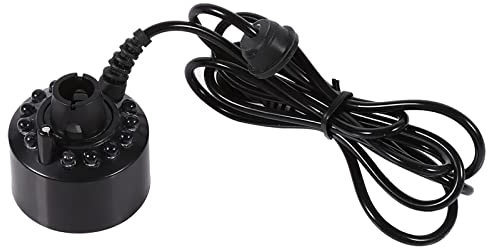 OUKENS Nebulizador De Estanque, 24V Cambio De Color 12 LED Fogger Fuente De Agua Mini Generador De Niebla Estanque Máquina De Niebla Atomizador Humidificador De Aire