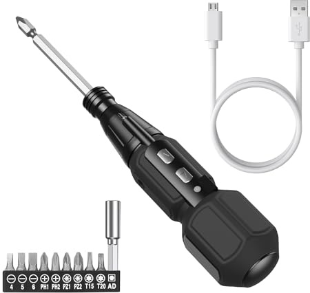 Brifit Akku Schraubendreher mit 8 Bits, Elektrischer Schraubendreherset mit LED-Arbeitslicht, Elektro Screwdriver für Handwerk DIY, Computer, Laptop, Kreuzschlitz Flach Torx Elektroschraubendreher Set