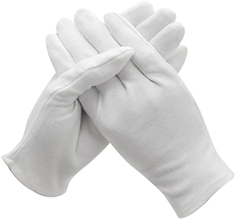 Hemobllo Weiße Baumwollhandschuhe für Herren, 12 Paar, Arbeitshandschuhe