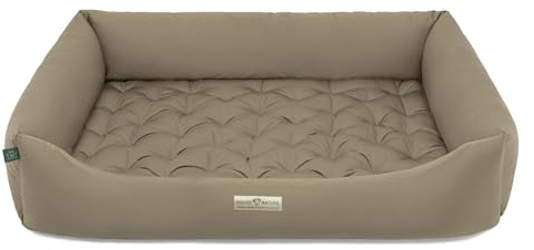HOUND & NATURE | Orthopädisches Hundebett Zermatt, Gr. XXL für Sehr Große Hunde mit hohem Rand, Kuscheliges Hundesofa mit Hundekissen waschbar (XXL - 125x95 cm, Taupe)