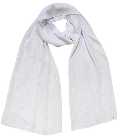 Lina & Lily Damen Schal Kopftuch Stola mit Strasssteinen aus Premium-Chiffon