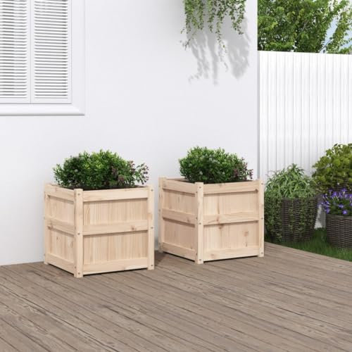 Homgoday Jardinera con rejilla para jardín, 2 unidades, de madera maciza de pino, jardinera de rejilla, para jardín, jardinera de exterior, jardinera balcón Model837415