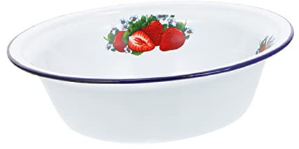 COLLBATH Emaille Suppenschüssel 23cm Tief Mit Erdbeer Motiv Langlebiges Emaillegeschirr Für Küche Und Restaurant Vielseitig Nutzbar Und Platzsparend