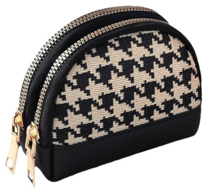 Geldbörse mit Mini-Münzfach für Damen, Leder, Reißverschluss, Münzgeldbörse, tragbare Geldbörse, Mini-Münzfach, Münzhalter, Schwarz