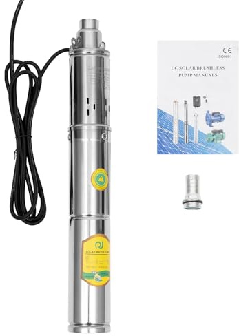 KinHall 370 W 24 V Solar Deep Well Pump 24 V DC Submersible Pump Deep Well Pump up to 65 m 1.8 m³/h N for Household Water Garden Watering Ponds, Rivers