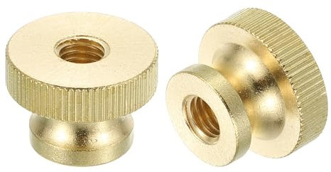 uxcell Knurled Thumb Nuts, 6pcs M8 x D23mm x H16mm Brass Knurled Nut with Collar High Head Through Hole Adjusting Nuts for 3D Printer Parts