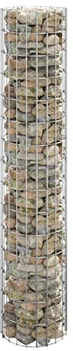 Tidyard Poteau à Gabion Circulaire Acier galvanisé Ø30x150 cm, Mur à Gabion Clôture en Maille pour Jardin, Terrasse, Arrière-Cour, Extérieur
