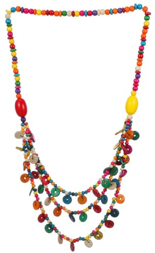 Garneck Damen Halskette Holzperlen Bunte Kette Mit Anhänger Boho Kokosnussschalen Halskette Mehrschichtiger Modeschmuck Für Strand Party Urlaub Und Alltag