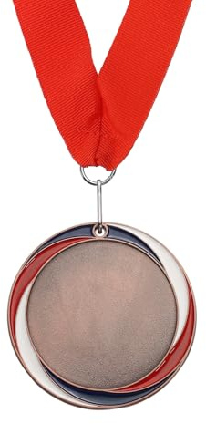 PATIKIL Medaglia Premio, Medaglia del 3° Premio con Nastro Rosso per Competizioni Eventi Sportivi Gare di Ortografia, Larga 3 Pollici, Bronzo