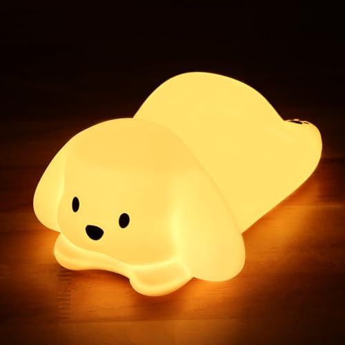 ZKLiLi chien lumière de nuit pour enfants, lampe de nuit mignonne avec 16 couleurs pour la chambre d'enfants, douce silicone chien-lumières tactiles pour la décoration de la chambre d'enfants