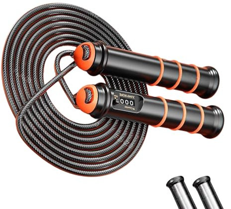 SELiLe Digitales Zählen Entfernbares Sprungseil Gewichtete Überspringen Von Seilseil Mit Antislip Für Fitness Enthusiasten