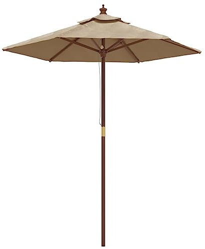 JHQHSM Ombrellone da Giardino con Palo in Legno, Ombrelloni da esterno Ombrellone da balcone Ombrellone da spiaggia Ombrelloni Adatto per Giardini Spiaggia di sabbia Piscine Bar Tortora 196x231 cm