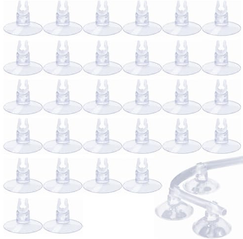 HOTMNTY Aquarium Saugnapf-Clips Airline Tube Halter, Transparenter Luftschlauchhalter, Fisch Tank Saugnäpfe mit Schlauchhalterung, Saugnapf Halter für Airline-Schläuche 4-6 mm, Transparent, 30 Stück