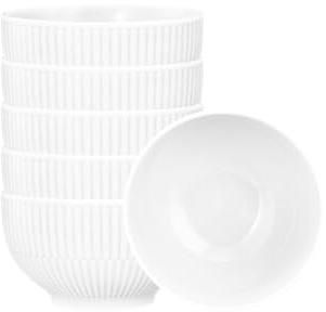 Seltmann Weiden Amina Cappuccinoschalen 6er Set, 400 ml, Runde Milchkaffeeschalen ohne Henkel mit dezentem Reliefmuster, Spülmaschinen- und Mikrowellenfest, Porzellan, Weiß