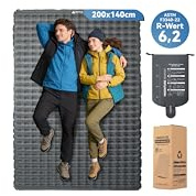 HIKENTURE Materassino da campeggio 6,2 R-value per 2 persone, 8 cm di spessore, doppio materassino gonfiabile, materasso da campeggio, 140 x 200 cm, materasso ad aria per 4 stagioni, materassino per