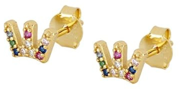 Boucle D Oreille Mariage Femme, Clou Argent 925 Boucle D'Oreille Zircone Cubique Couronne pour Fête Des Pères Bijoux