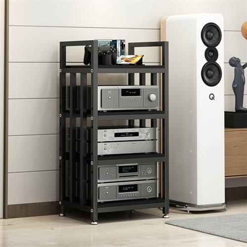 WLCGYD Audio Rack HiFi Regal 4-lagiges Eckregal Für AV-Medien, Audio-Video-Medienständer/Entertainment-Center, Verstärker/Lautsprecher/Plattenspieler/CD-Rack-System(Style 2)